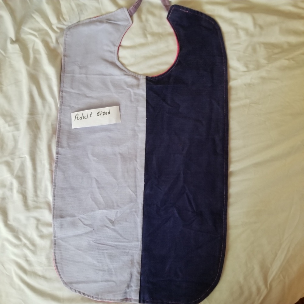 Adult sized bib purple pink corduroy